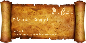 Müncz Csepel névjegykártya